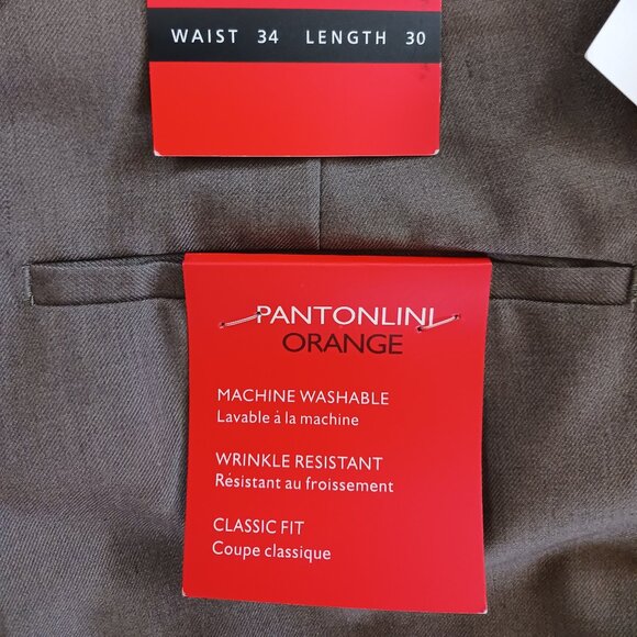 Pantonlini Orange Men's Formal Dress Pants 34" X 30" NWT Classic Fit - Picture 2 of 7
